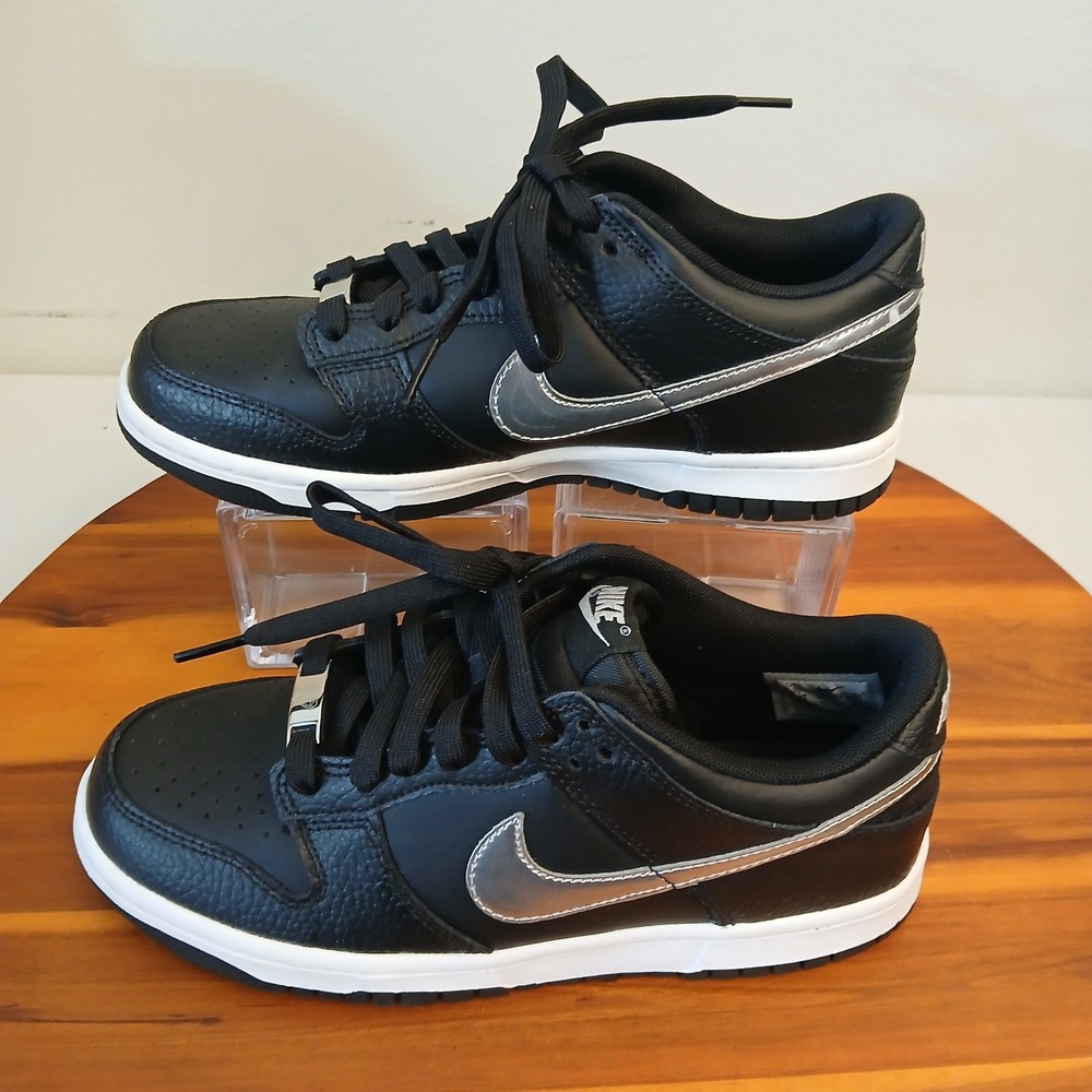Nike Dunk Low Kids 5.5Y Black Silver Running Shoes Sneakers DC9560-001